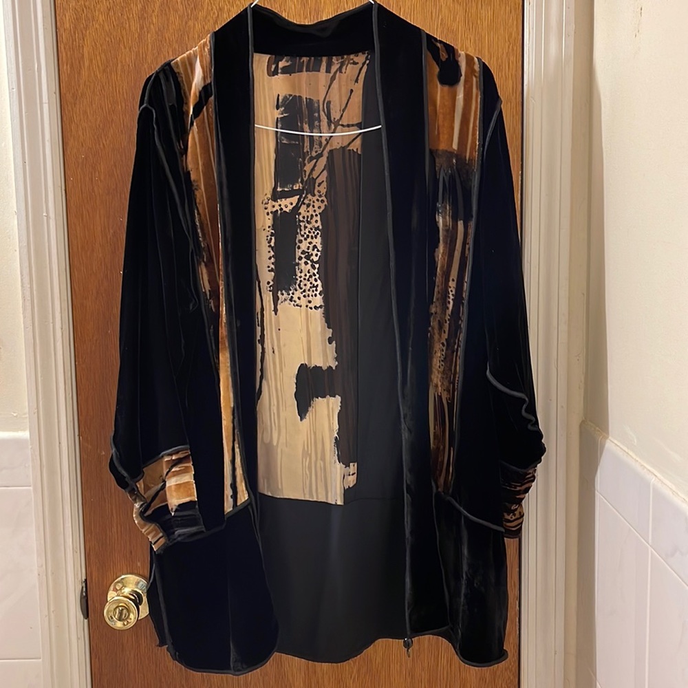 Brown and Black Velvet Cardigan